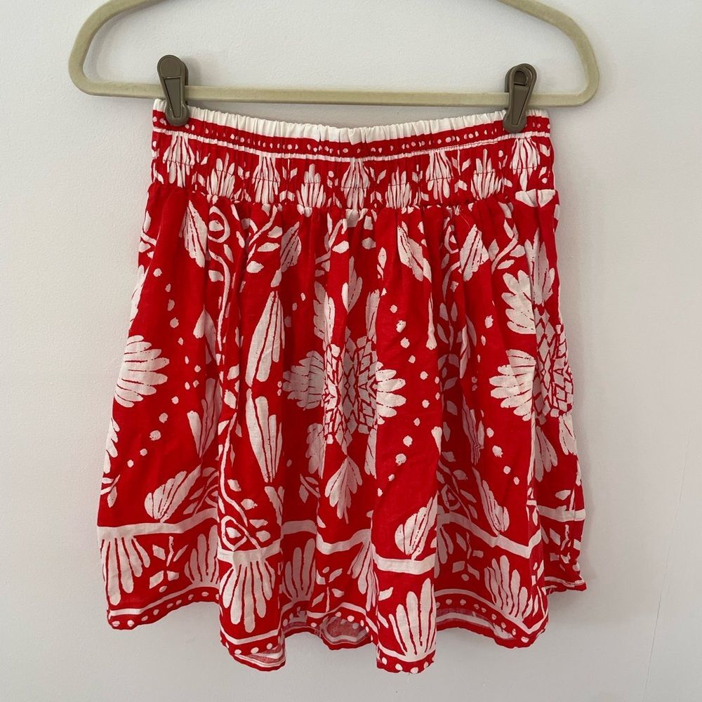 Haute Hippie white and red Linen Blend Floral Skirt, Size small NWT - Picture 5 of 5